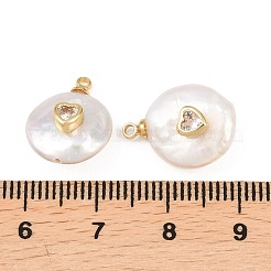 Brass Micro Pave Cubic Zirconia with Natural Pearl Pendants&nbsp;KK-Z146-07A-02