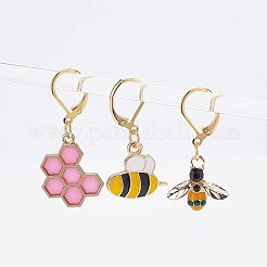 8Pcs 8 Style Bee & Honeycomb Dangle Leverback Earrings for Women&nbsp;HJEW-NB0001-36