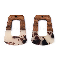 Transparent Resin & Walnut Wood Pendants&nbsp;RESI-TAC0017-72-B02
