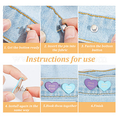 10Pcs 10 Colors Dopamine Color Series Heart with Word Spray Painted Alloy Adjustable Jean Button Pins&nbsp;FIND-GO0001-45