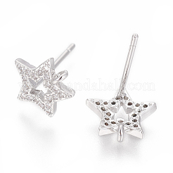 Brass Stud Earring Findings&nbsp;ZIRC-O034-17P