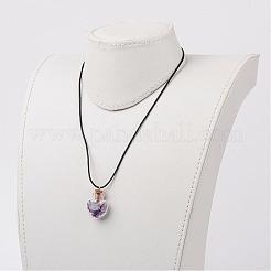 Glass Wishing Bottle Leather Cord Pendant Necklaces&nbsp;NJEW-JN01616