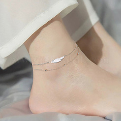 Feather 201 Stainless Steel Link Double Layer Anklets for Women&nbsp;FS-WGD6197-03