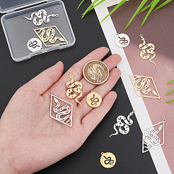 12Pcs 6 Style 201 Stainless Steel Pendants&nbsp;STAS-DC0004-23