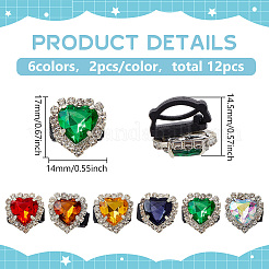 12Pcs 6 Colors Heart Acrylic with Plastic Ornament Accessories&nbsp;DIY-FG0006-56