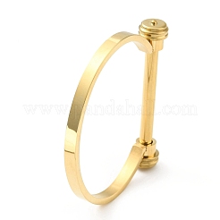 304 Stainless Steel D Shape Bar Screw Bangle&nbsp;BJEW-G636-04A-G