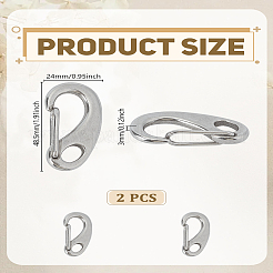 2Pcs 304 Stainless Steel Push Gate Snap Keychain Clasp Findings&nbsp;STAS-LP0005-53