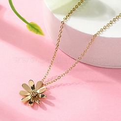 304 Stainless Steel Flower Pendant Necklaces for Women&nbsp;NJEW-A045-16G