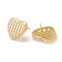 Rack Plating Brass Heart Stud Earring&nbsp;EJEW-H099-12G