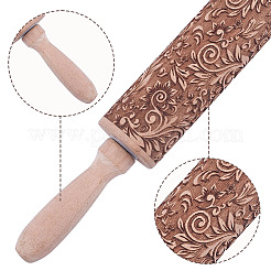 Flower Print Wood Rolling Pin&nbsp;AJEW-WH0314-689C-1