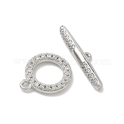 Brass Micro Pave Clear Cubic Zirconia Toggle Clasps&nbsp;KK-G548-26P
