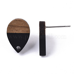 Resin & Walnut Wood Stud Earring Findings&nbsp;X-MAK-N032-002A-B01