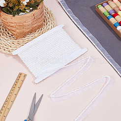 Galloon with Glass Seed Beads Gauze Ribbon for Sewing Decoration&nbsp;OCOR-WH0109-091B