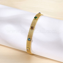 304 Stainless Steel Mesh Chain Bracelets for Women&nbsp;BJEW-P348-01E-G