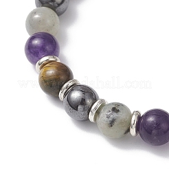 Non-Magnetic Synthetic Hematite & Natural Grade AB Tiger Eye & Labradorite & Quartz Beads Stretch Bracelets for Women&nbsp;BJEW-JB12832