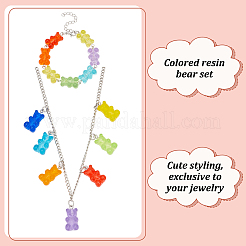 Bear Resin Pendant Necklaces & Beaded Bracelets & Dangle Earrings&nbsp;SJEW-AN0001-36