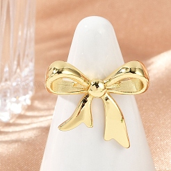 Hollow Bowknot Brass Open Cuff Rings for Women&nbsp;RJEW-G343-21G