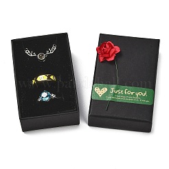 Kraft Paper Gift Boxes with Faux Rose Flower Outside for Jewelry Set&nbsp;CON-Z011-01B-02