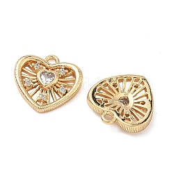 Brass Pave Clear Cubic Zirconia Pendants&nbsp;KK-A286-02G