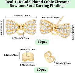 5 Pairs Rack Plating Brass Micro Pave Cubic Zirconia Earring Findings&nbsp;KK-BBC0027-84