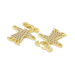 Brass Micro Pave Clear Cubic Zirconia Connector Charms&nbsp;KK-E068-VC084