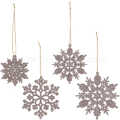 36Pcs Glitter Christmas Snowflake Plastic Hanging Ornaments&nbsp;HJEW-GF0001-64B
