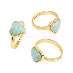 Natural Amazonite Finger Rings with Brass Findings&nbsp;G-H353-03G-03