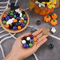 17 Style Painted Natural Wood Beads&nbsp;WOOD-KS0001-17