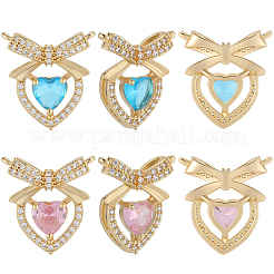 8Pcs 2 Colors Brass Micro Pave Cubic Zirconia Pendants&nbsp;KK-BBC0019-71