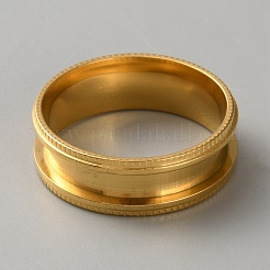 201 Stainless Steel Grooved Finger Ring Settings&nbsp;STAS-WH20002-05F-G
