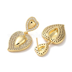 Brass Pave Clear Cubic Zirconia Stud Earrings&nbsp;EJEW-M258-15G
