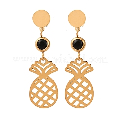 304 Stainless Steel Pineapple Dangle Stud Earrings&nbsp;EJEW-F393-09G