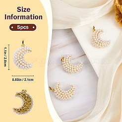 5Pcs Brass & ABS Plastic Imitation Pearl Pendants&nbsp;KK-SZ0003-15A