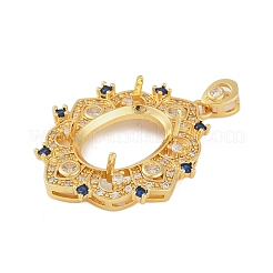 Flower Brass Micro Pave Cubic Zirconia Pendant Cabochon Settings&nbsp;KK-U026-04G