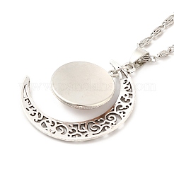 Glass Religion Fairy with Crescent Moon Pendant Necklace&nbsp;NJEW-P270-01D