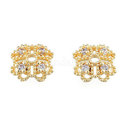 Brass Pave Clear Cubic Zirconia Bead Cap&nbsp;KK-N259-34