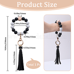 Silicone Round Beaded Keychain Wristlet&nbsp;AJEW-WH0258-895C