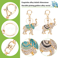 2Pcs 2 Colors Cute Elephant Enamel Rhinestones Pendant Keychain&nbsp;KEYC-WR0001-39