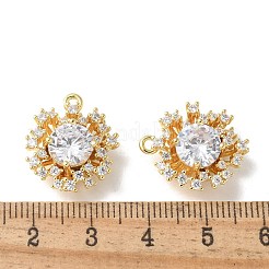 Brass Micro Pave Clear Cubic Zirconia Pendants&nbsp;KK-Q031-10G