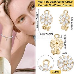 10Pcs Brass Micro Pave Clear Cubic Zirconia Charms&nbsp;KK-BBC0015-67