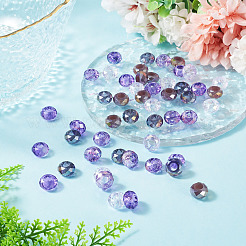 50Pcs 5 Colors Puple Color Theme Transparent Glass European Beads&nbsp;GPDL-TA0001-09