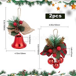 2Pcs 2 Styles Christmas Bell Pendant Decorations&nbsp;HJEW-GF0001-35