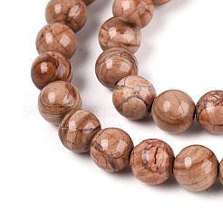 Natural Wood Lace Stone Wooden Jasper Beads Strands&nbsp;G-T143-30A-02
