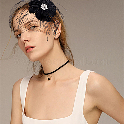 Bridal Wedding Mesh Feather Fascinator Hats Hair Chips&nbsp;OHAR-WH0011-47B