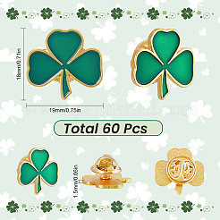 60Pcs Shamrock Alloy Enamel Pin&nbsp;JEWB-SC0001-87