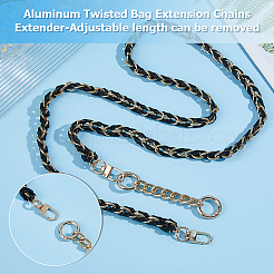 1Pc Black PU Leather Alloy Purse Chains&nbsp;FIND-HS0001-91G