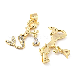 Brass Micro Pave Clear Cubic Zirconia Pendants&nbsp;ZIRC-L077-043G