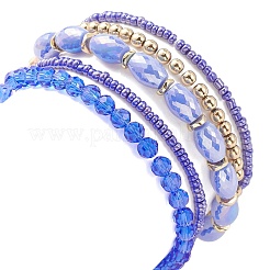 5Pcs 5 Style Glass & Lampwork Evil Eye Stretch Bracelets Set&nbsp;BJEW-JB09619-05