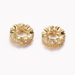 Brass Cubic Zirconia European Beads&nbsp;ZIRC-F001-109G