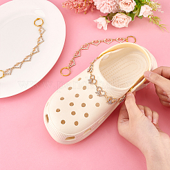2 Sets Alloy Crystal Rhinestone Heart with Butterfly/Heartbeat/Infinity Link Shoe Decoration Chain&nbsp;FIND-PH0009-95